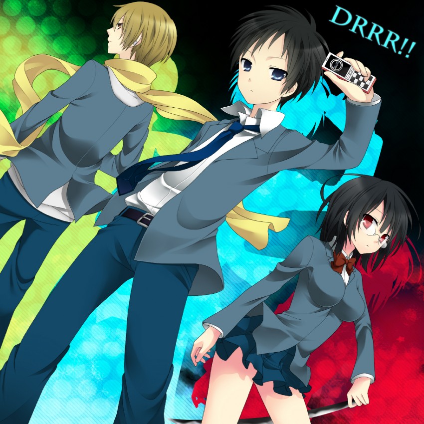 sonohara anri, ryuugamine mikado, and kida masaomi (durarara!!) drawn by etou_(cherry7)