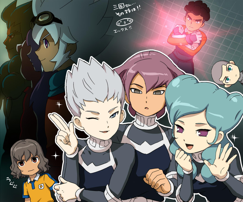 shindou takuto, beta, alpha, saryuu evan, sangoku taichi, and 3 more (inazuma eleven and 2 more) drawn by mizuhara_aki