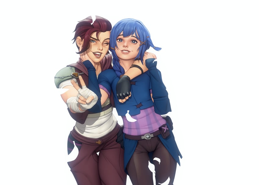 jinx, vi, arcane jinx, and arcane vi (league of legends and 1 more) drawn by john_doe_(jdart)