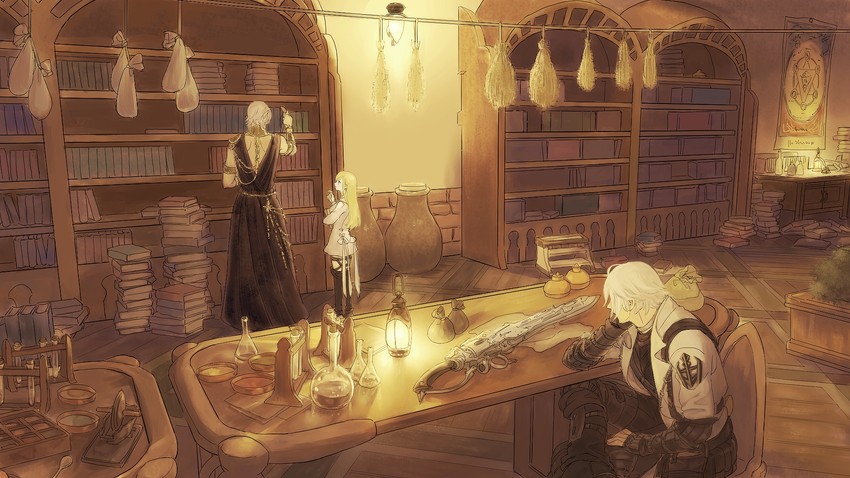 ryne waters, thancred waters, and urianger augurelt (final fantasy and 1 more) drawn by inu_kai_tai