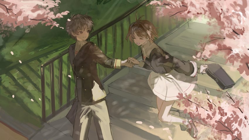 kinomoto sakura and li syaoran (cardcaptor sakura) drawn by o_suna