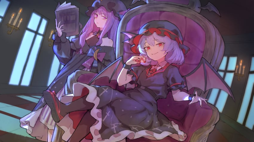 remilia scarlet and patchouli knowledge (touhou) drawn by hua_ha_jiazi
