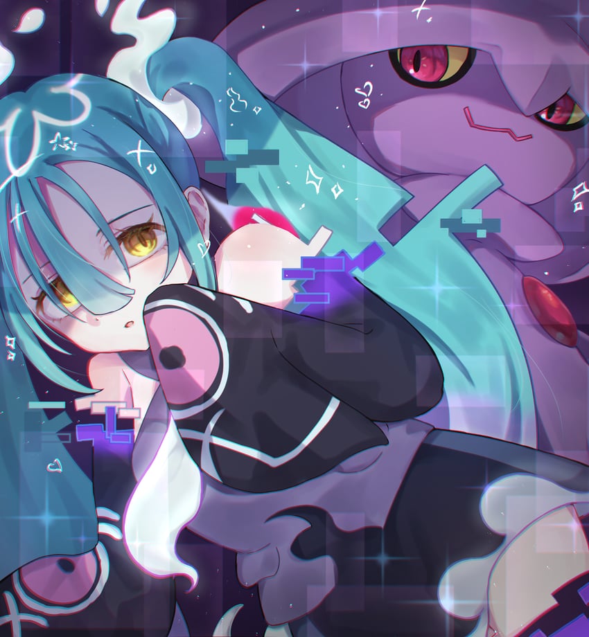hatsune miku, mismagius, and ghost miku (pokemon and 2 more) drawn by tomu_(adamu_shiny)