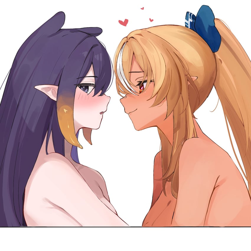 ninomae ina'nis and shiranui flare (hololive and 1 more) drawn by ku_roiko