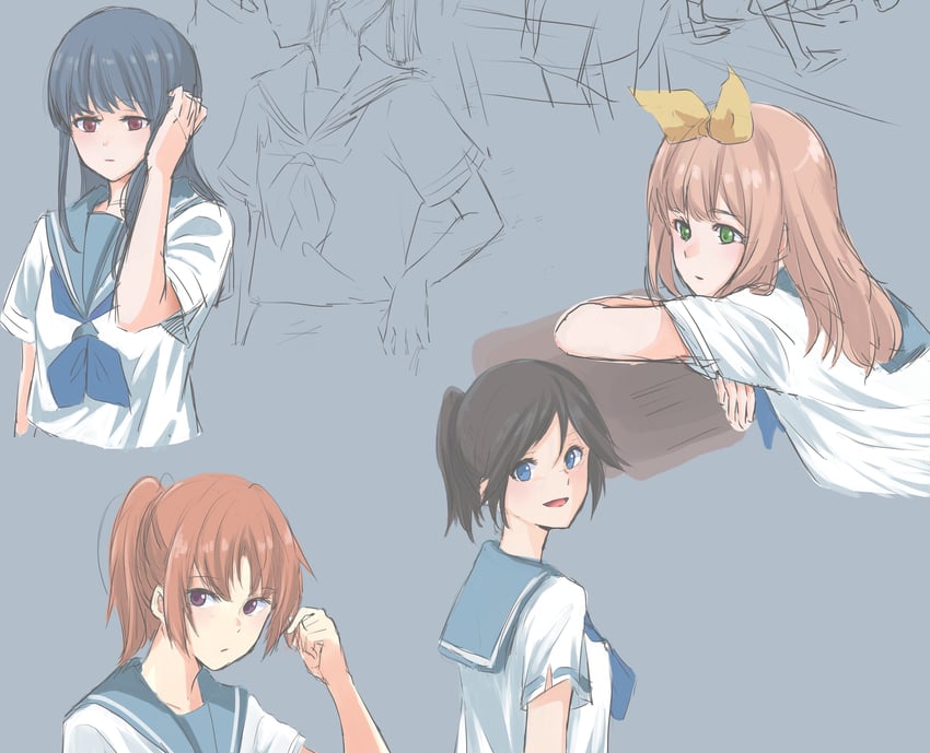 yoroizuka mizore, kasaki nozomi, nakagawa natsuki, and yoshikawa yuuko (hibike! euphonium and 1 more) drawn by kero_liu