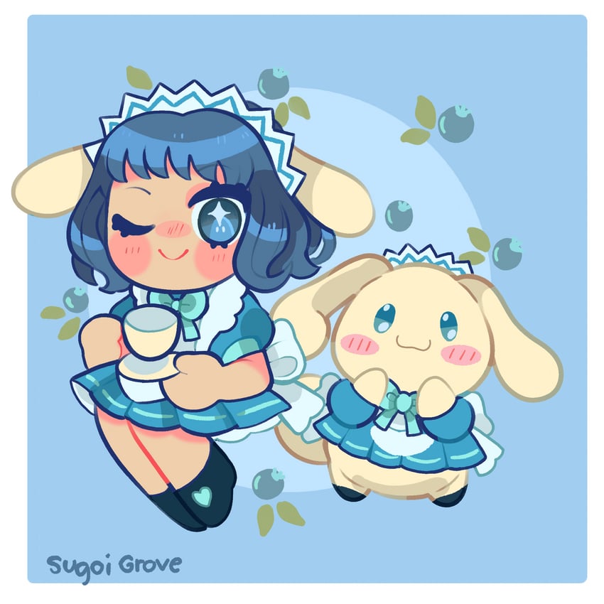 cinnamoroll and aizawa mint (sanrio and 2 more) drawn by sugoigrove