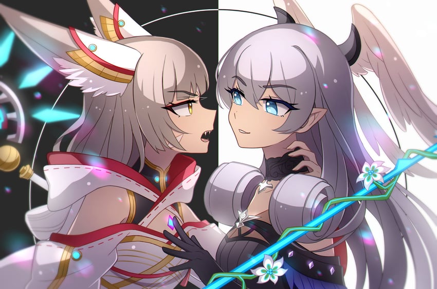 nia and melia antiqua (xenoblade chronicles and 1 more) drawn by enni