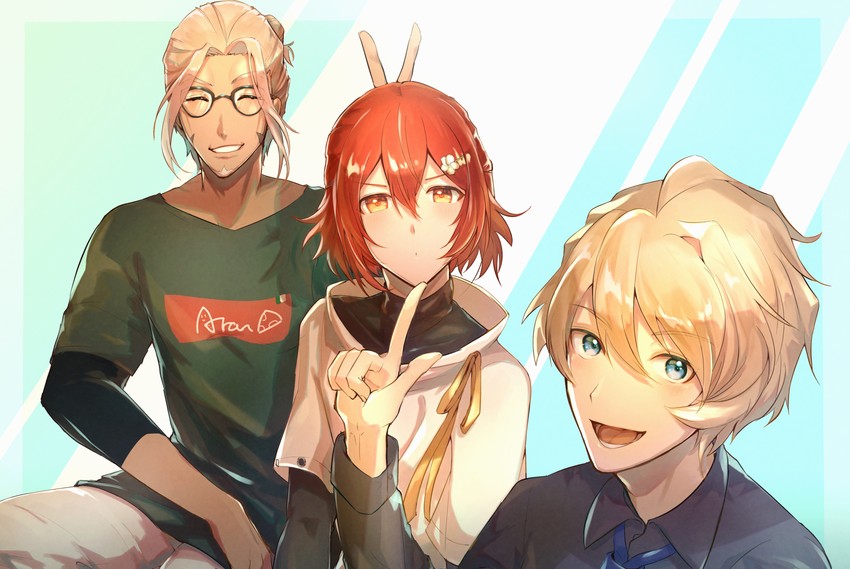 hanasaki miyabi, kishido temma, and arurandeisu (holostars) drawn by asagiri0700