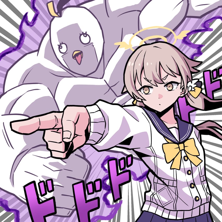 hifumi and peroro (blue archive and 1 more) drawn by washin