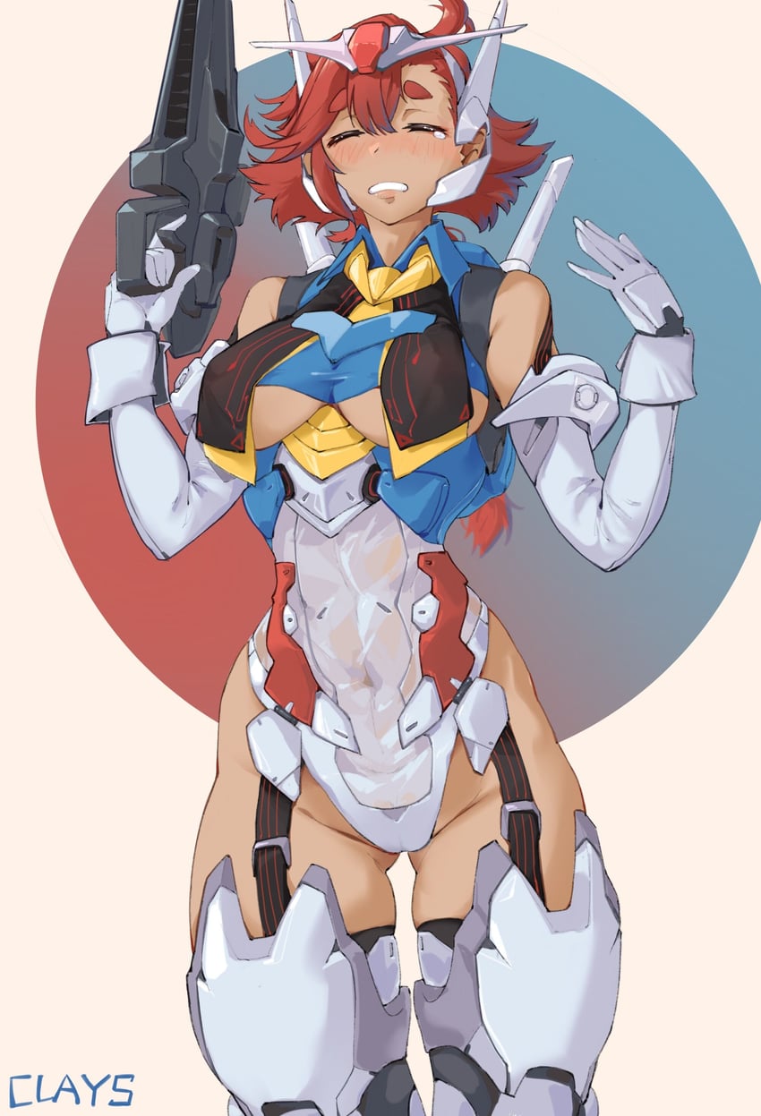 suletta mercury and gundam aerial (gundam and 1 more) drawn by clays_(clayschan)
