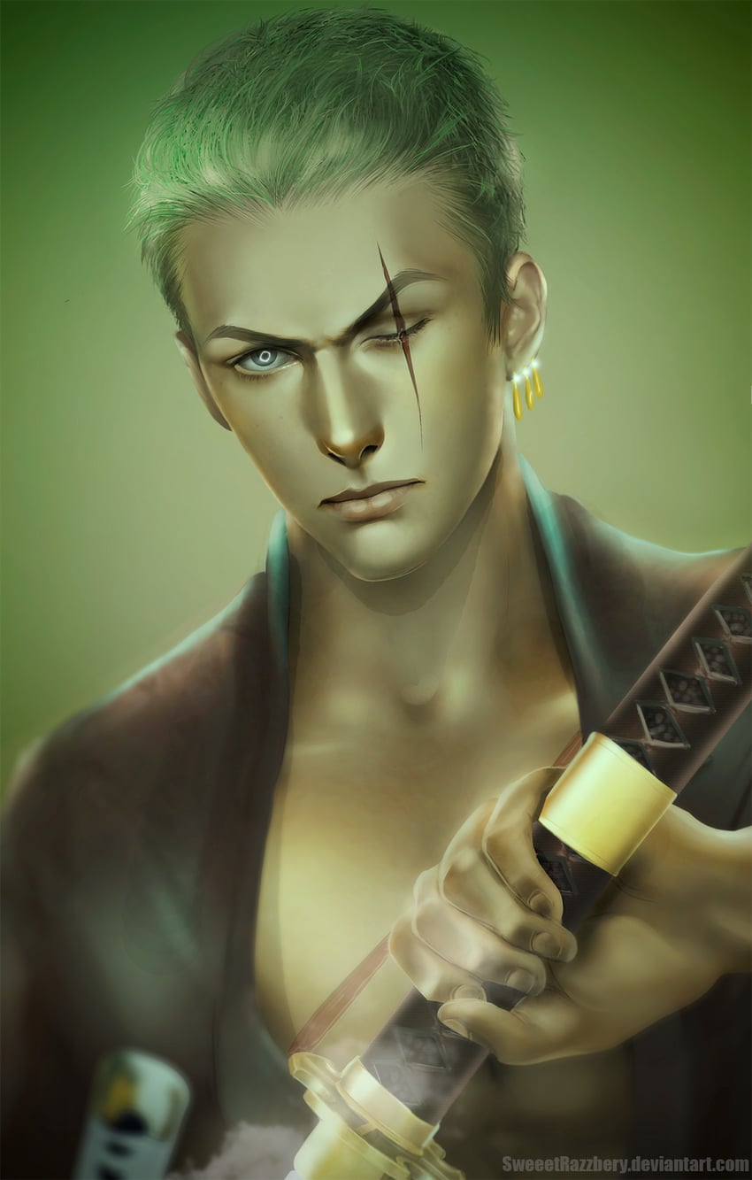 roronoa zoro (one piece) drawn by sweeetrazzbery