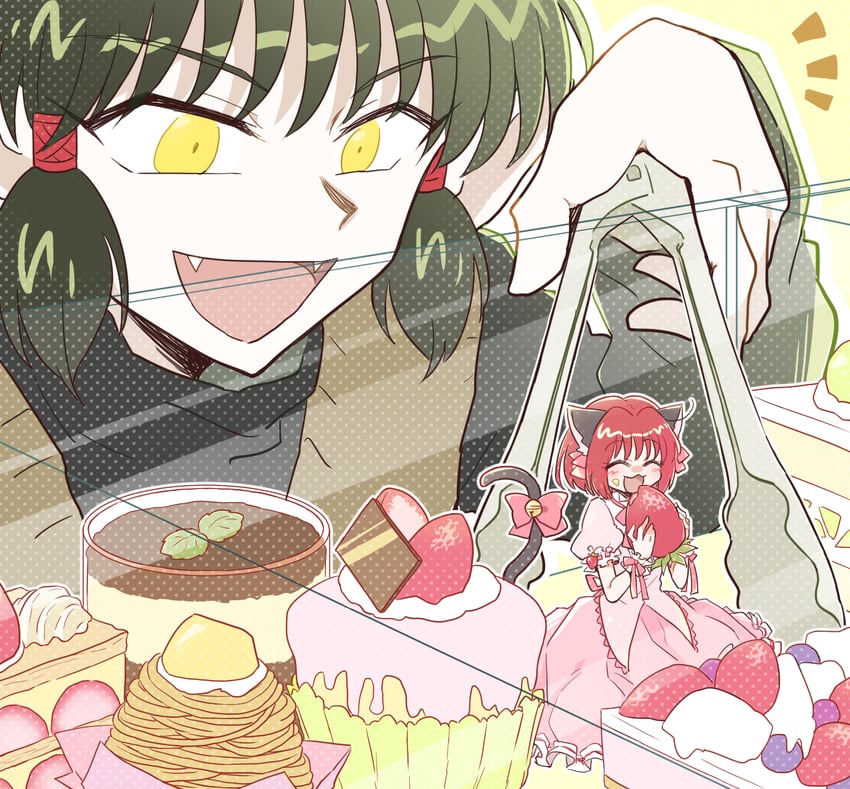 momomiya ichigo, mew ichigo, and quiche (tokyo mew mew and 1 more) drawn by hs1122
