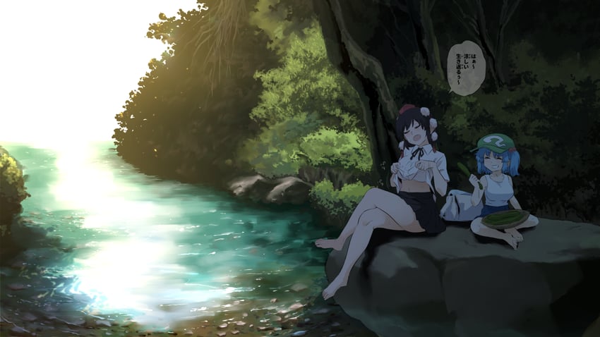 shameimaru aya and kawashiro nitori (touhou) drawn by shundou_heishirou
