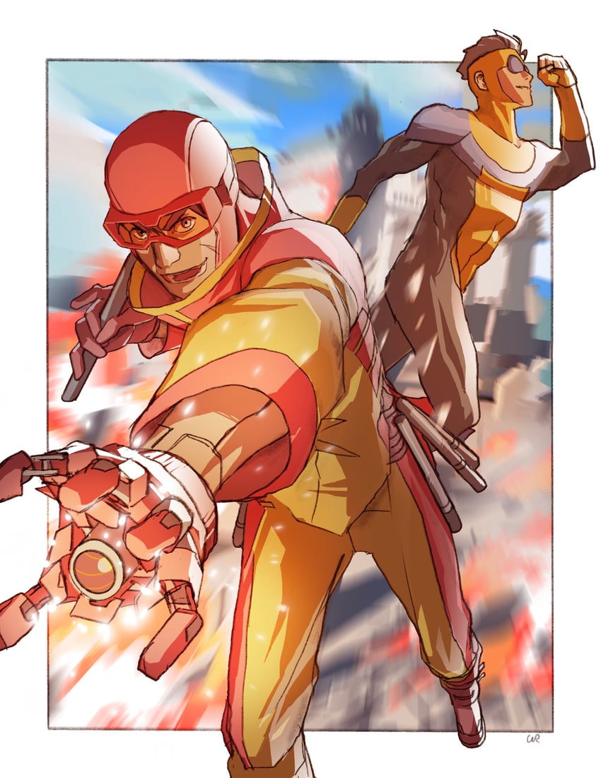 mark grayson, invincible, and rex splode (invincible) drawn by wynton_redmond