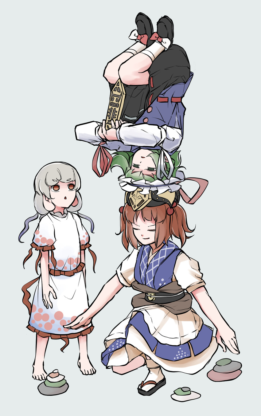 shiki eiki, onozuka komachi, and ebisu eika (touhou) drawn by peroponesosu.