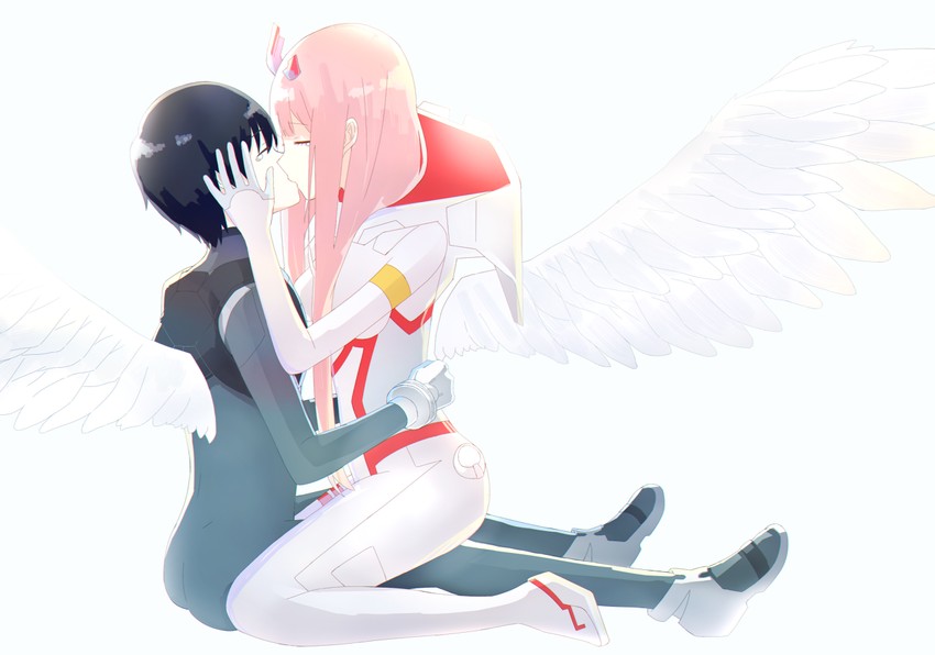 zero two and hiro (darling in the franxx) drawn by nakodayo09