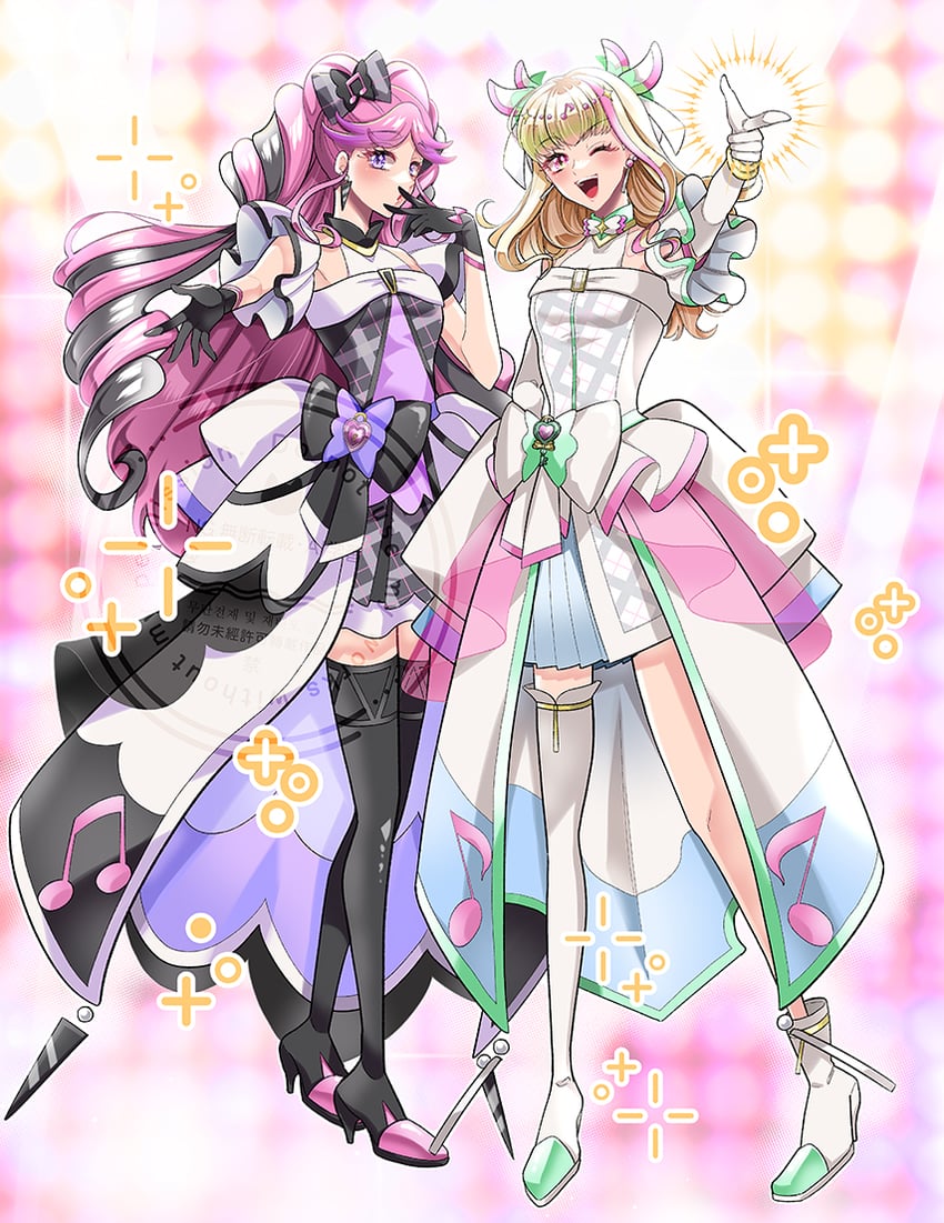 cure zukyuun, cure kiss, purirun, and meroron (precure and 1 more) drawn by a_hinakou