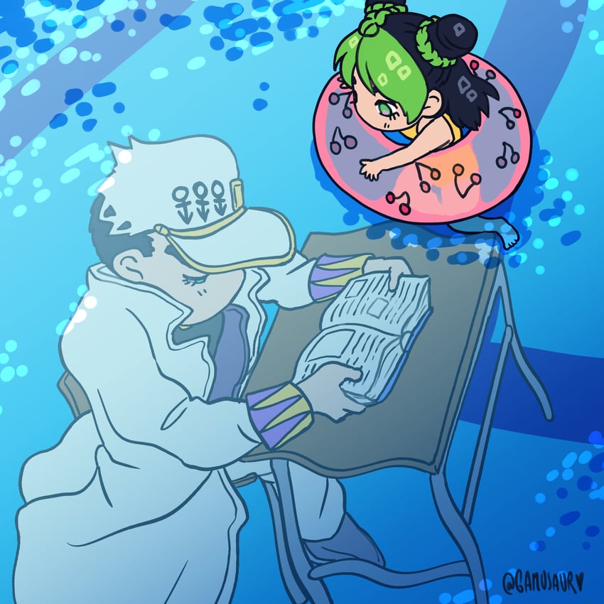 kujo jotaro and kujo jolyne (jojo no kimyou na bouken and 1 more) drawn by gamusaur