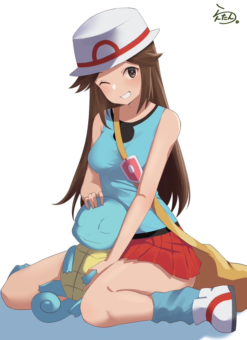 leaf and squirtle (pokemon and 1 more) drawn by lanthan