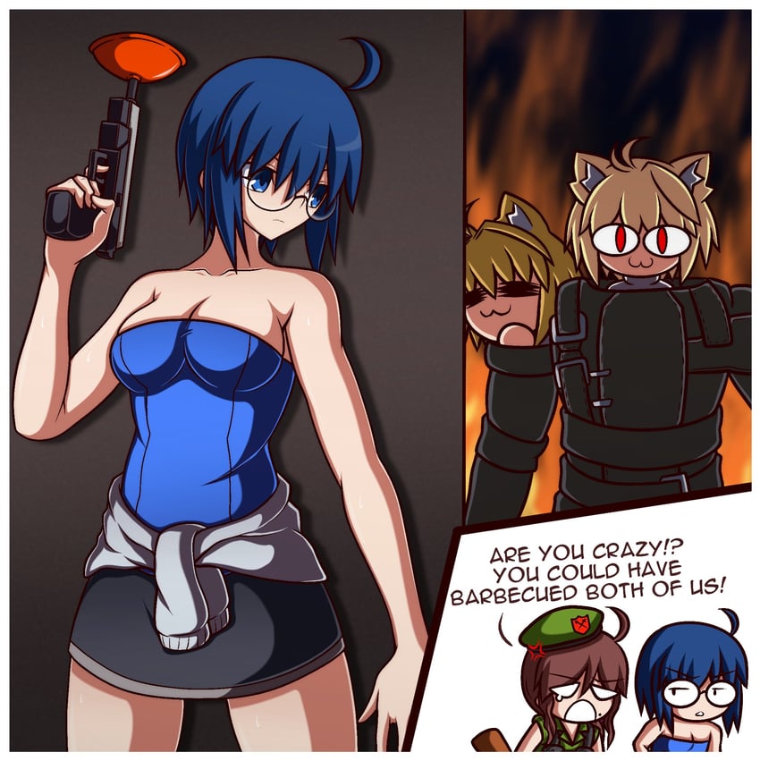 jill valentine, neco-arc, noel, nemesis, and neco-arc bubbles (tsukihime and 3 more) drawn by zeon132