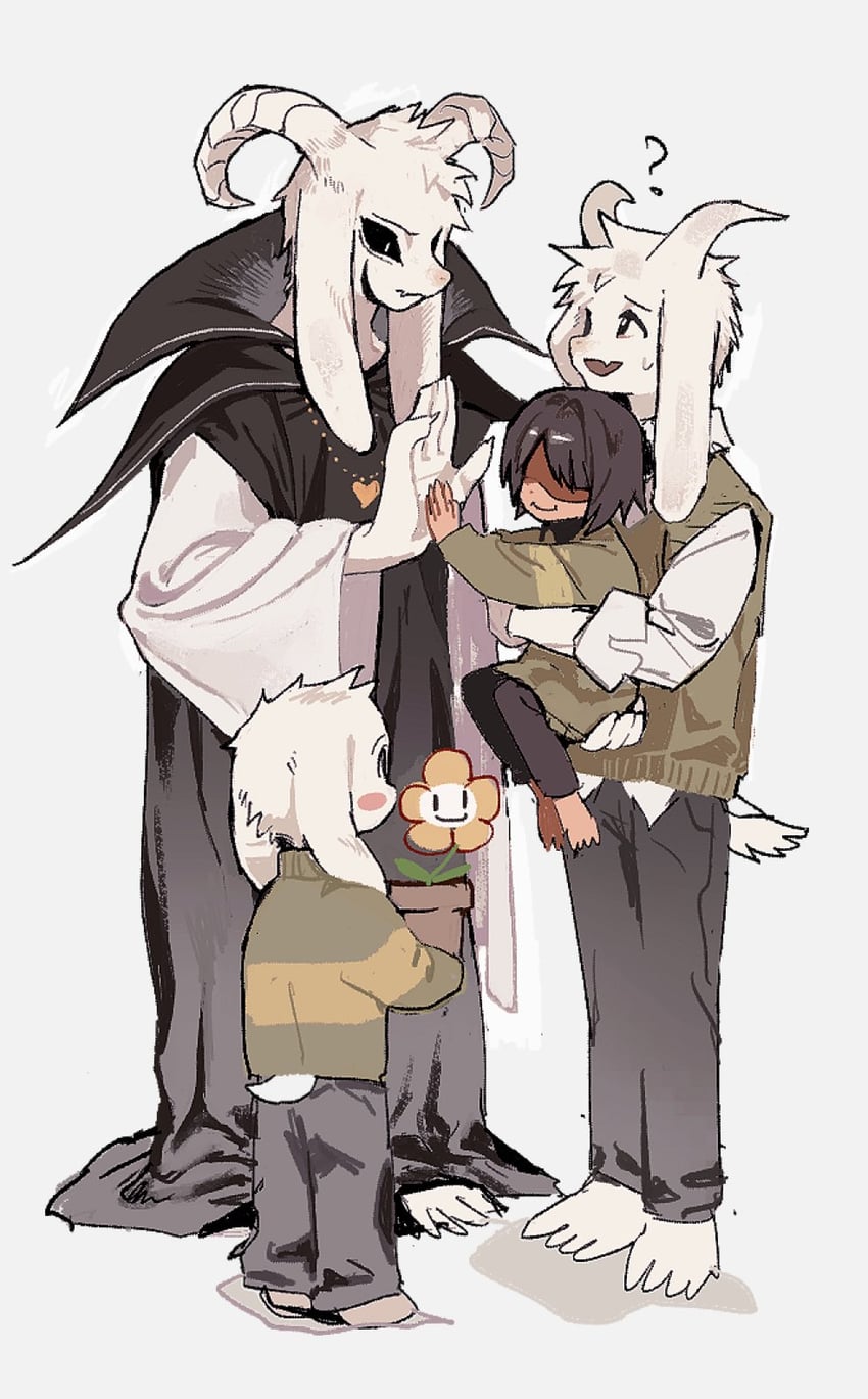 kris, asriel dreemurr, and flowey (undertale and 1 more) drawn by eg0hen