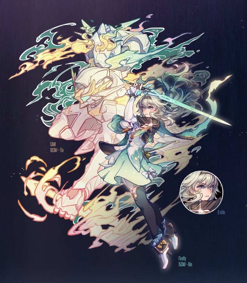 firefly and sam (honkai and 1 more) drawn by faithom