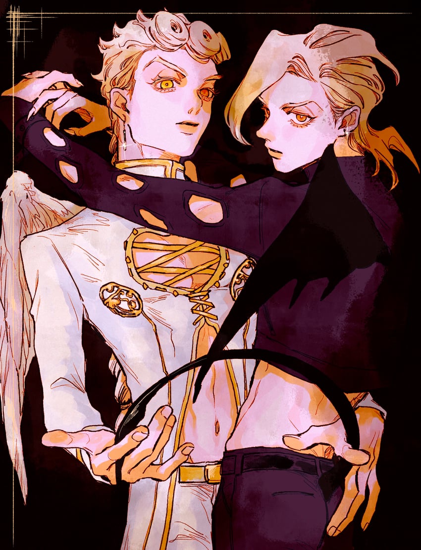 giorno giovanna and pannacotta fugo (jojo no kimyou na bouken and 1 more) drawn by okokoro_zaiku