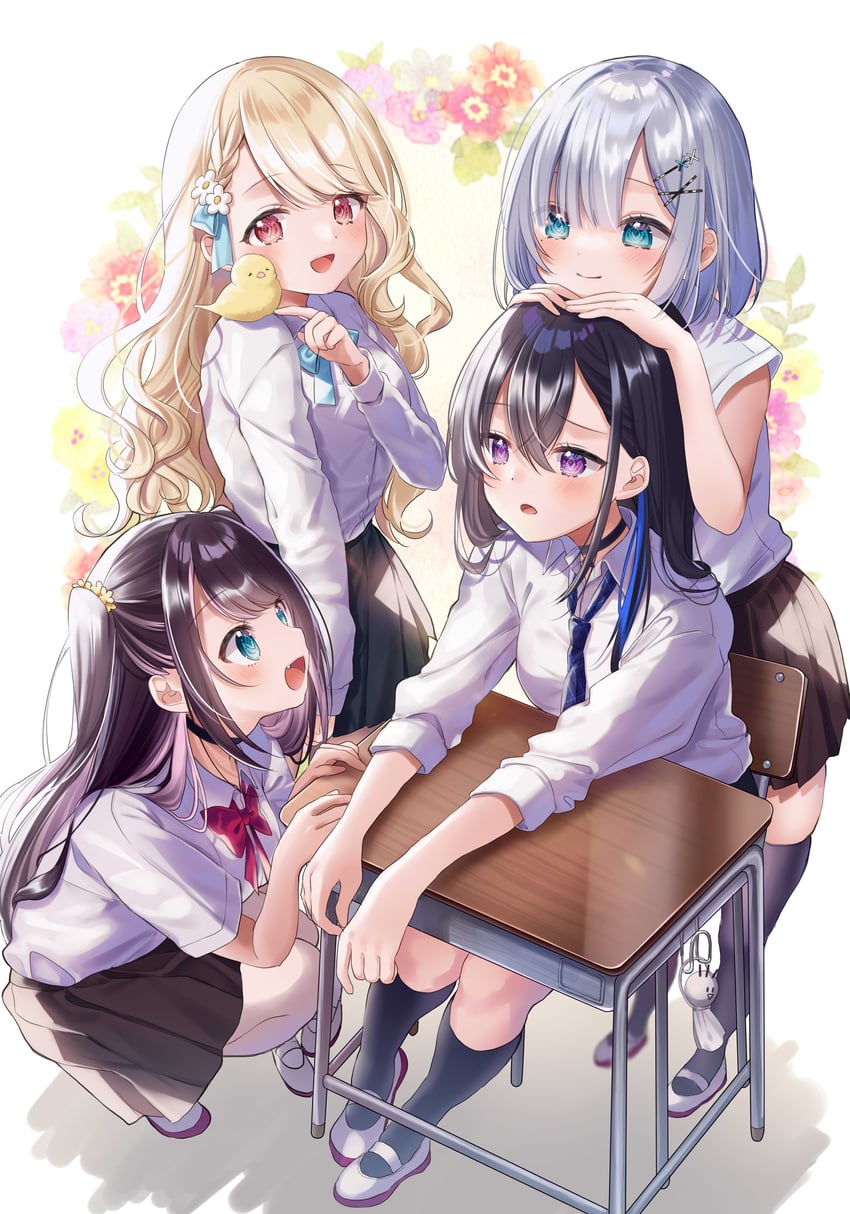 ichinose uruha, kaga sumire, kaga nazuna, and kogara toto (vspo! and 1 more) drawn by pome_charo
