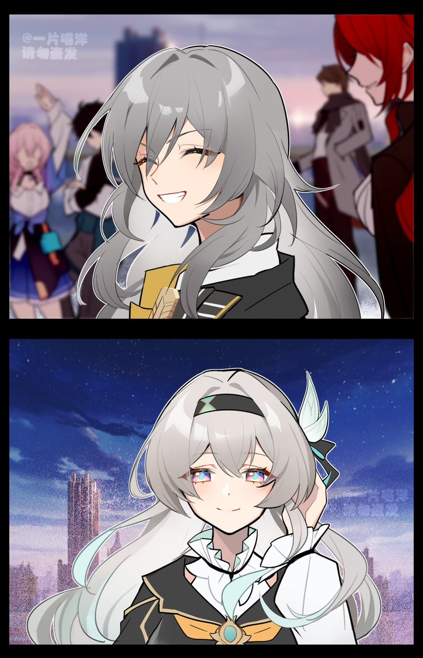 trailblazer, firefly, stelle, march 7th, dan heng, and 2 more (honkai and 1 more) drawn by dailyc-cat