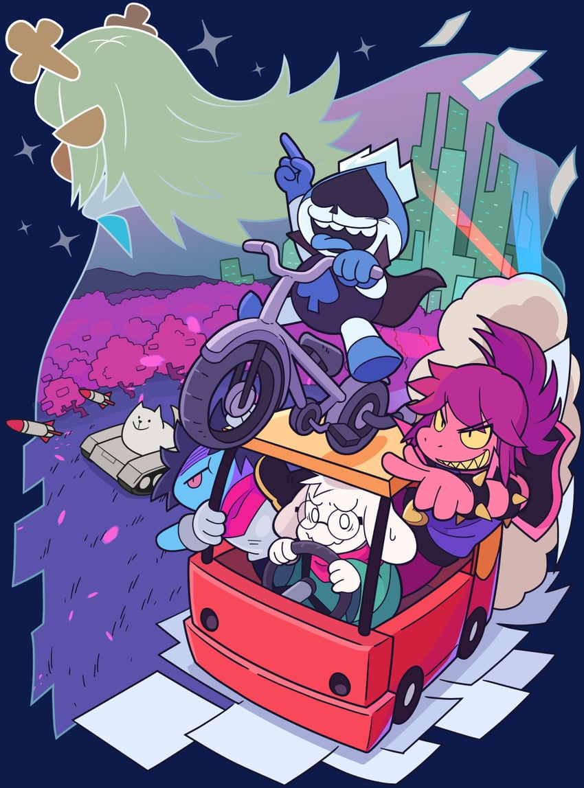 kris, ralsei, noelle holiday, susie, annoying dog, and 1 more (deltarune) drawn by houten_(dre_a_mer)