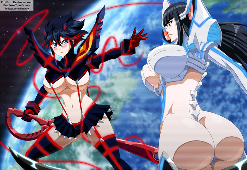 matoi ryuuko, senketsu, kiryuuin satsuki, and junketsu (kill la kill) drawn by rtenzo