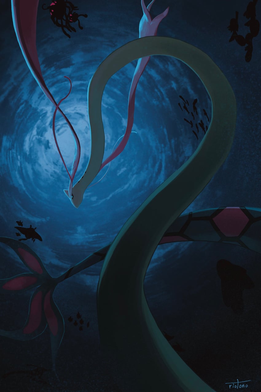 milotic, horsea, mantine, tentacruel, tentacool, and 4 more (pokemon) drawn by riotono_0643
