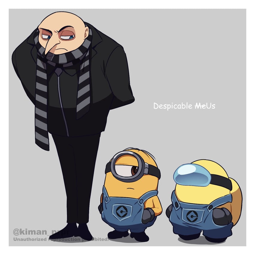 yellow, minion, stuart, and gru (among us and 1 more) drawn by kiman