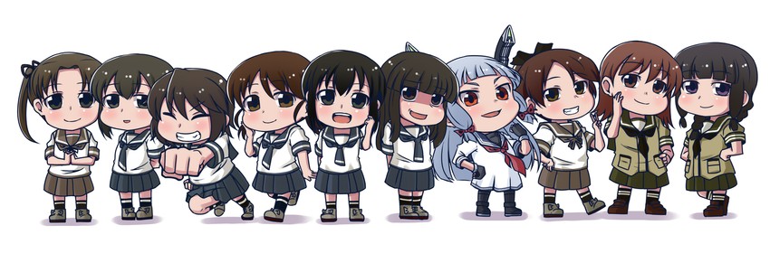 fubuki, murakumo, kitakami, ooi, hatsuyuki, and 5 more (kantai collection) drawn by nishi_koutarou