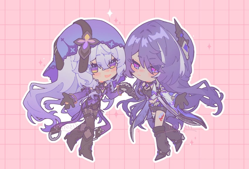acheron and black swan (honkai and 1 more) drawn by suimi_esse