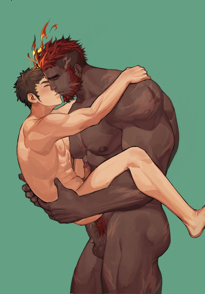 hephaestus and protagonist 1 (tokyo afterschool summoners) drawn by baimeme