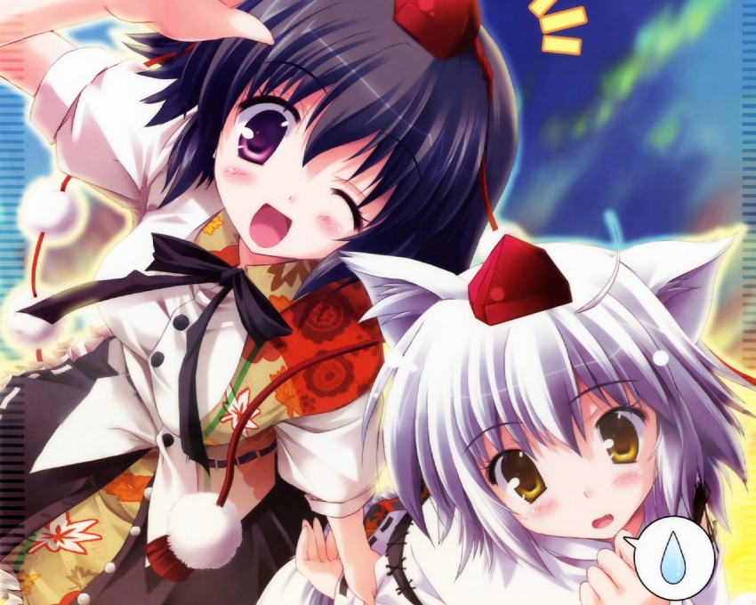 shameimaru aya and inubashiri momiji (touhou) drawn by happy_birthday_(artist)