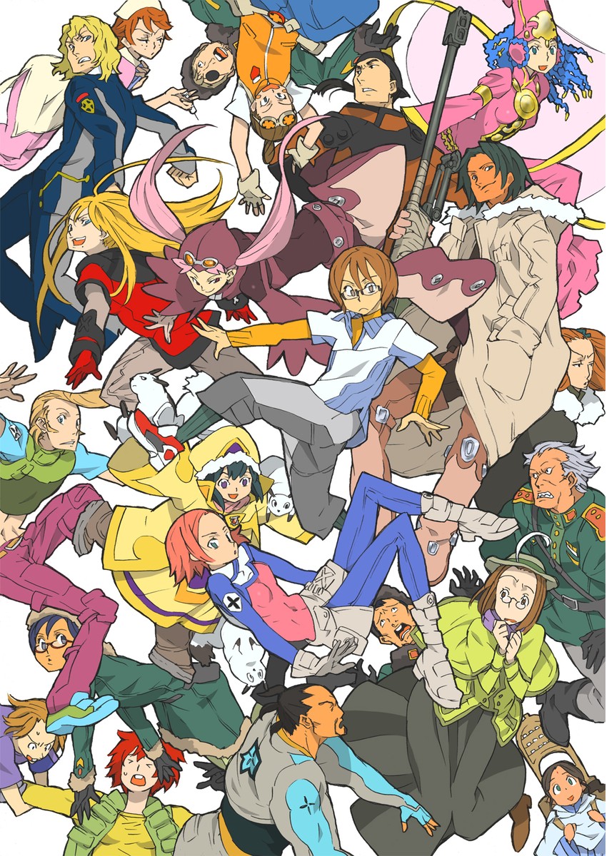 cynthia lane, sara kodama, adette kistler, gainer sanga, ana medaiyu, and 6 more (overman king gainer) drawn by katou_haruaki