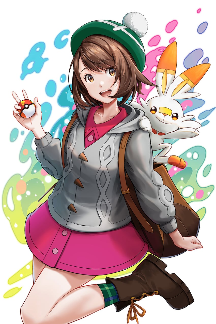 gloria and scorbunny (pokemon and 1 more) drawn by redpoke