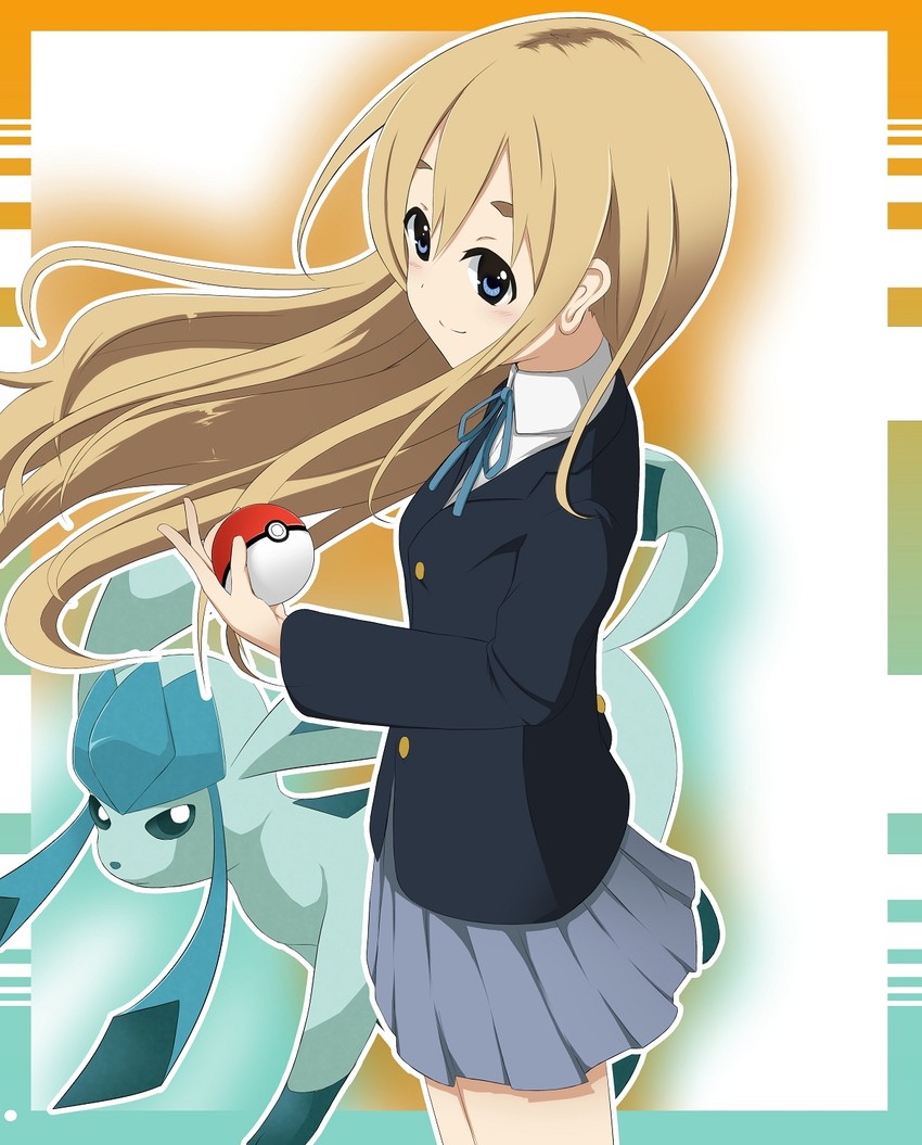 kotobuki tsumugi and glaceon (pokemon and 1 more) drawn by bassa