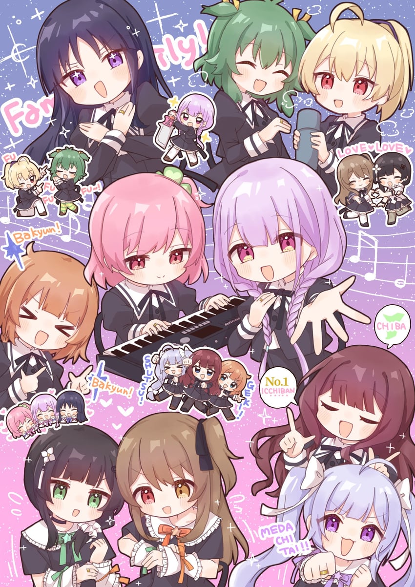 kuo shenlin, hitotsuyanagi riri, kaede johan nouvel, wang yujia, shirai yuyu, and 5 more (assault lily) drawn by yubari_lemon_(lemonlilie)