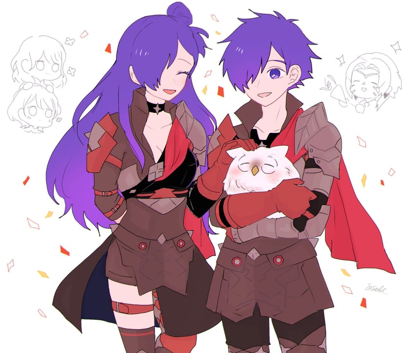 female byleth, male byleth, female shez, feh, male shez, and 1 more (fire emblem and 3 more) drawn by sasaki_(dkenpisss)