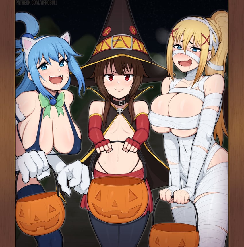 megumin, aqua, and darkness (kono subarashii sekai ni shukufuku wo!) drawn by afrobull