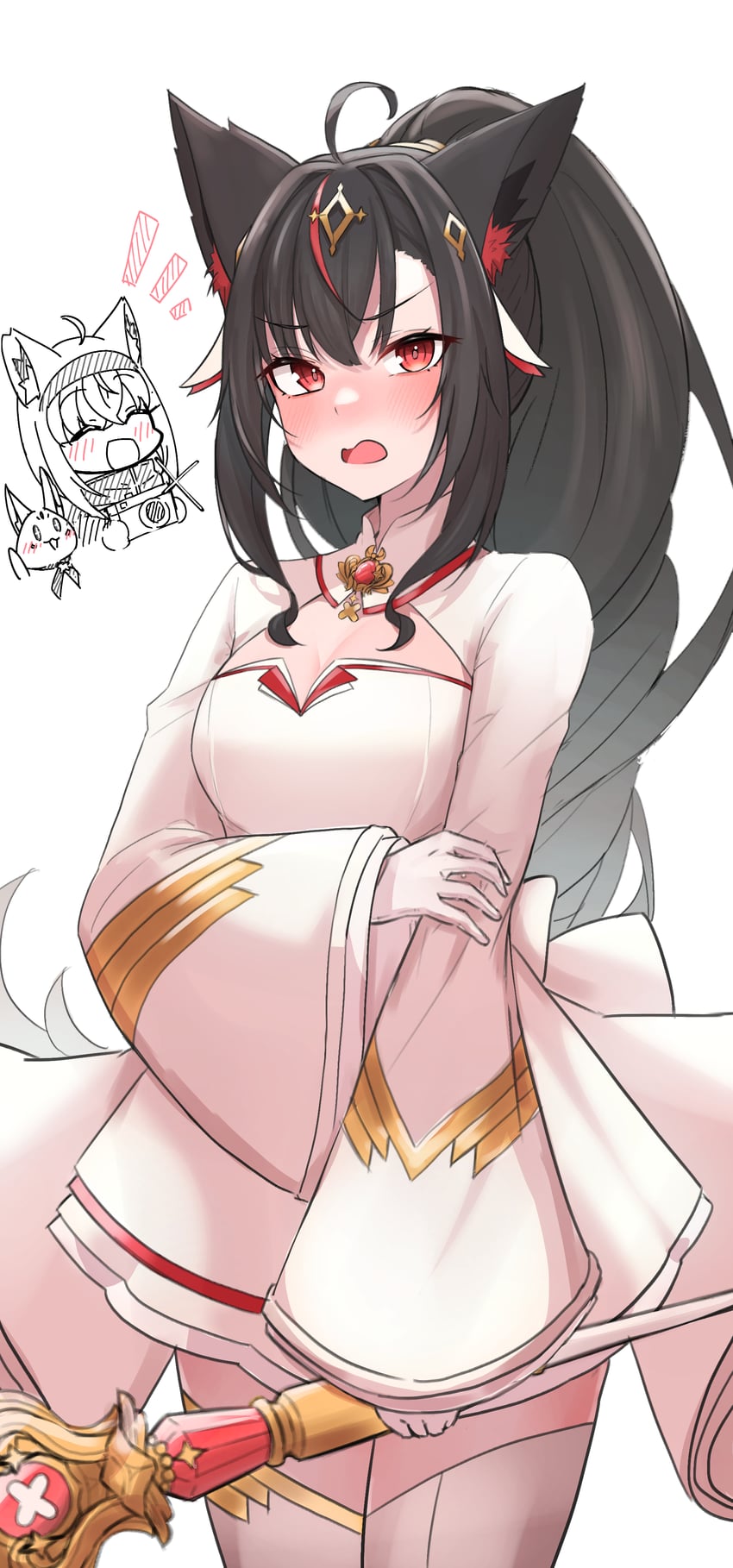 shirakami fubuki, kurokami fubuki, and sukonbu (hololive and 1 more) drawn by jakoten_(pixiv_54744064)