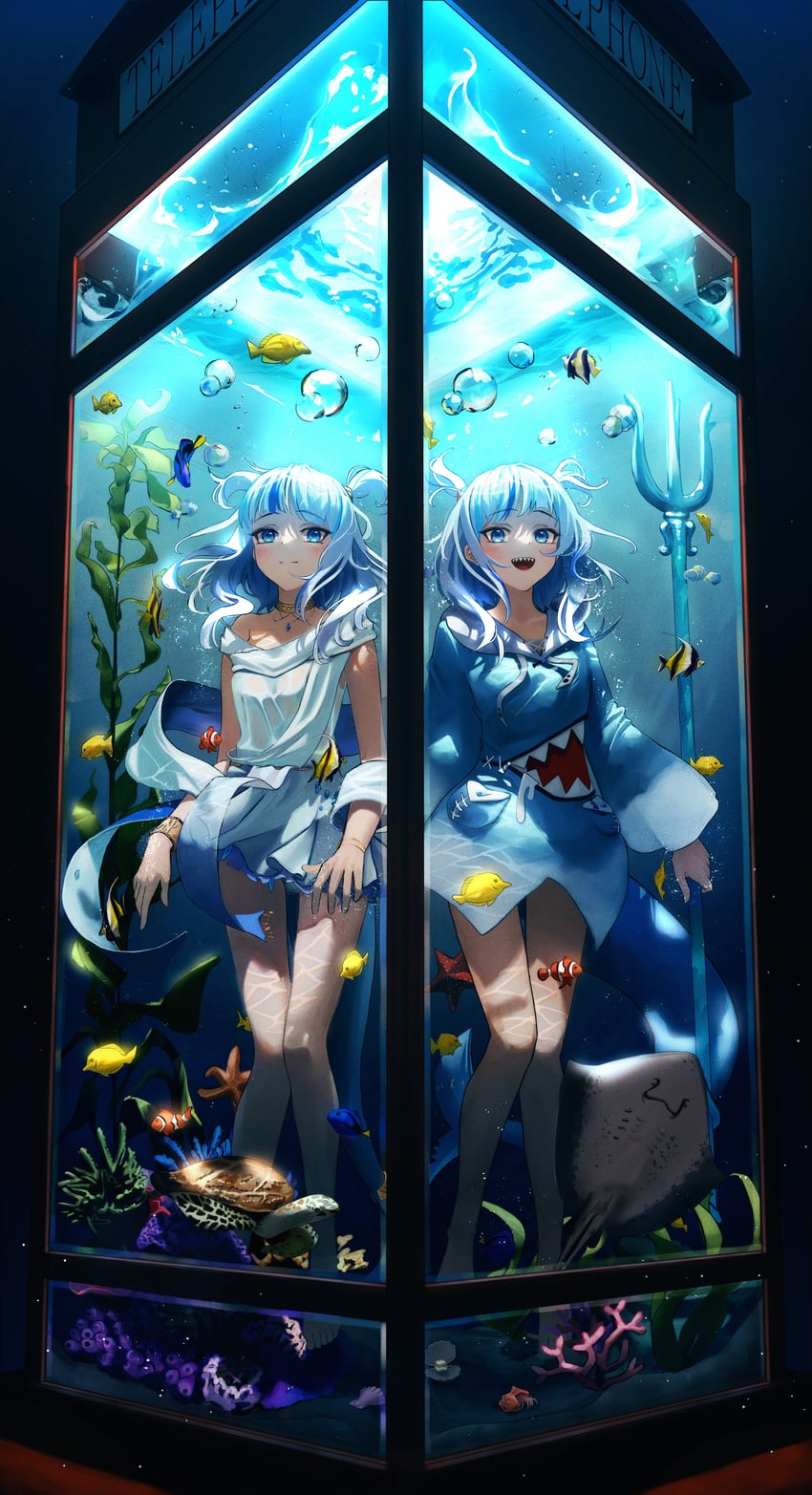gawr gura (hololive and 1 more) drawn by isolatediev