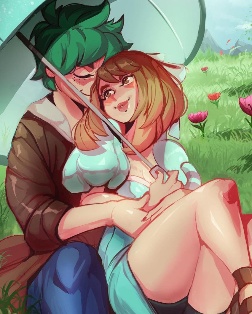 midoriya izuku and uraraka ochaco (boku no hero academia) drawn by imaniiarts