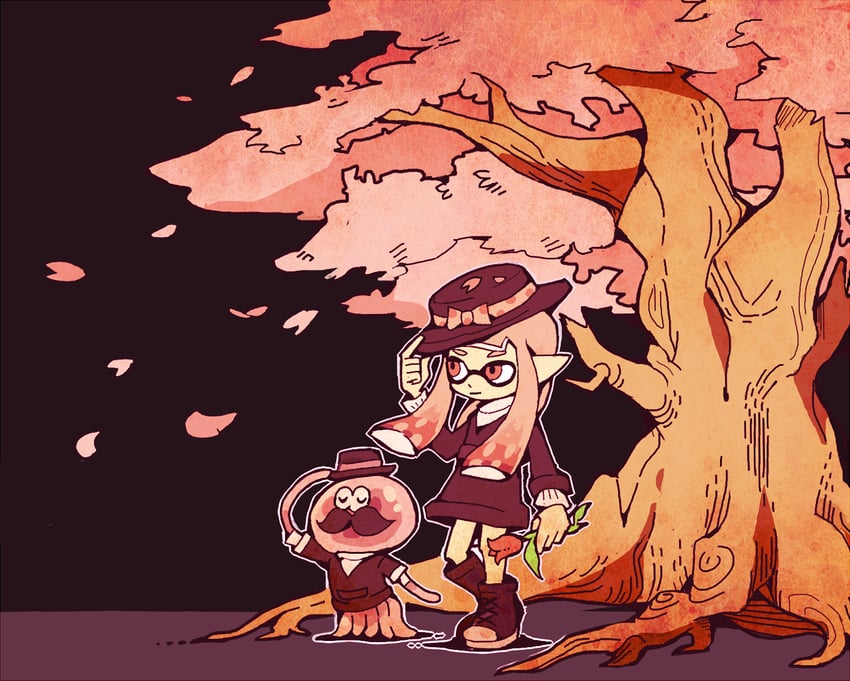 inkling player character, inkling girl, and jellyfish (splatoon) drawn by teijiro