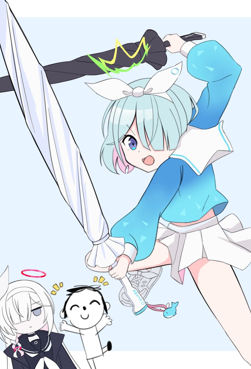 sensei, doodle sensei, arona, and plana (blue archive and 1 more) drawn by efu_(ehutan)