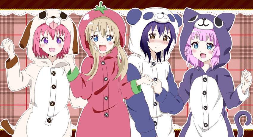 toshinou kyouko, akaza akari, funami yui, and yoshikawa chinatsu (yuruyuri) drawn by kanap0n