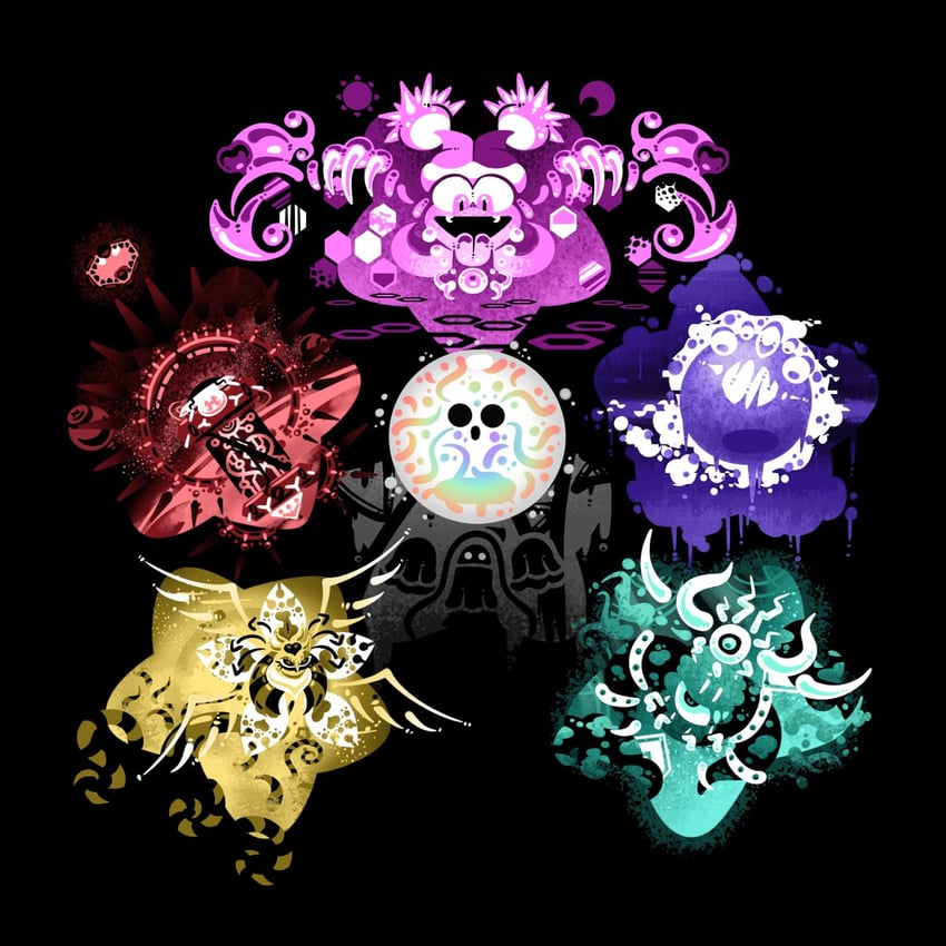 magolor, marx, queen sectonia, void termina, hyness, and 8 more (kirby) drawn by kreamy_kae